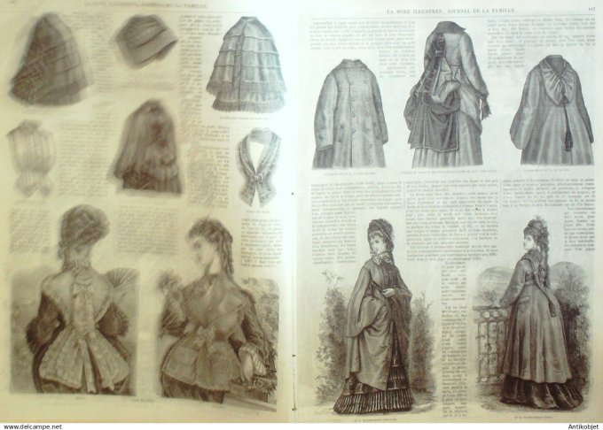 La Mode illustrée journal + gravure associée 1873 # 14