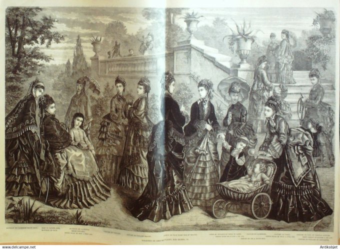 La Mode illustrée journal + gravure associée 1873 # 14