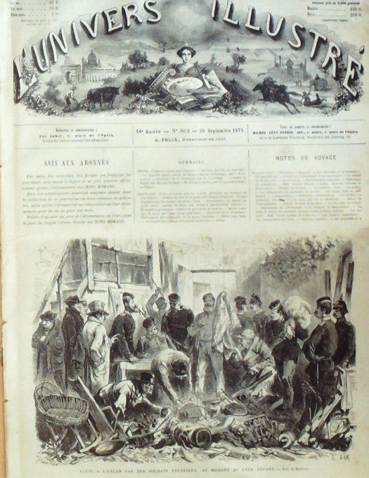 L'Univers illustré 1871 # 862 Italie Mont-Cenis Nogent (94) Versailles Satory (78)