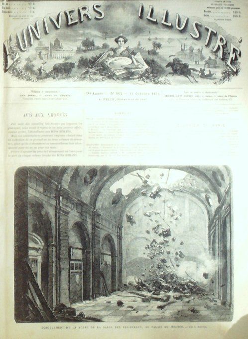 L'Univers illustré 1871 # 864 AlgérieAvron (Macon (71) Angleterre récolte bourbon Strasbourg (67)