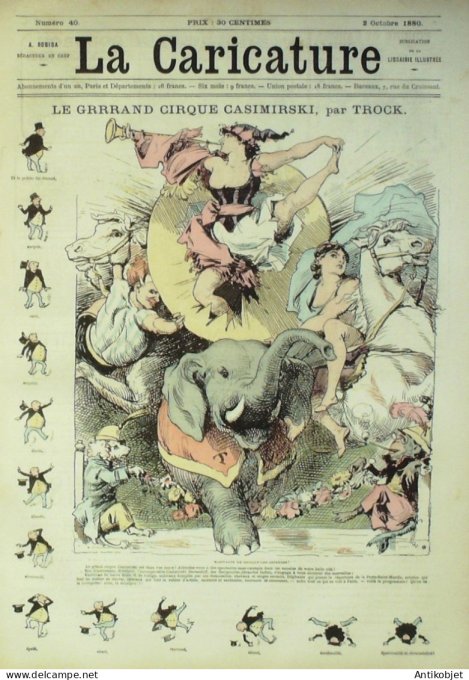 La Caricature 1880 n°  40 Le Cirque Casimirski Trock Robida Draner