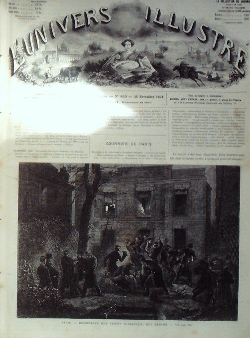 L'Univers illustré 1871 # 869 Angleterre Cottenham Chester Etats-Unis Michigan Chester Meudon (92)