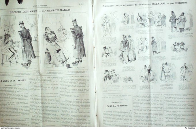 Le Journal Amusant 1891 n°1809 Grosses l égumes  aventures du Toulousain Baladou Dans le Monde