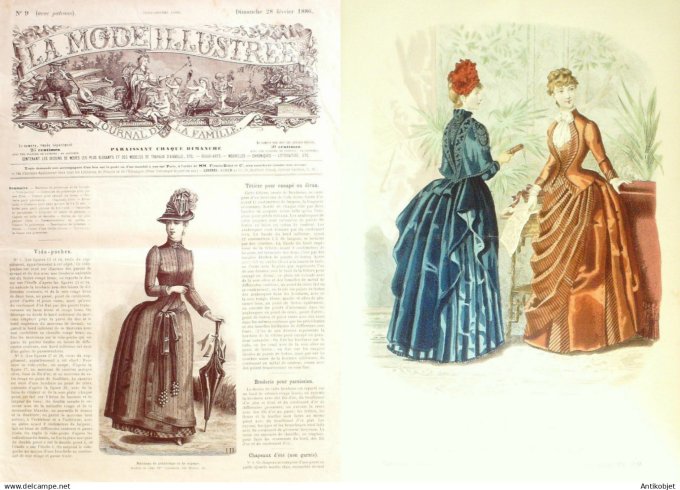 La Mode illustrée journal + gravure associée 1886 #  9