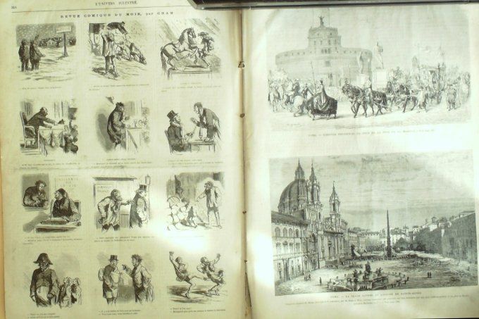 L'Univers illustré 1871 # 874 Versailles (78) Italie Rome fête de Madone Inde Omnibus à  vapeur