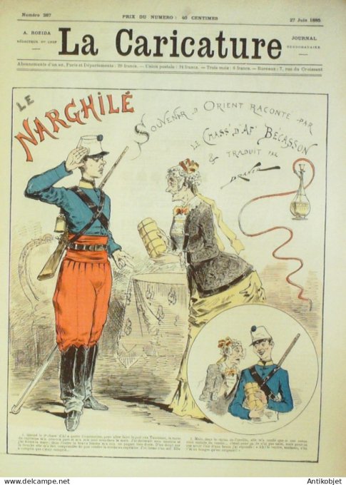 La Caricature 1885 n°287 Le Narghilé Chass' d'Af Bécasson Draner Gino Loys