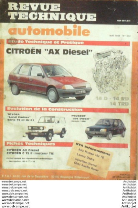 R.T Automobile Citroën Ax Toyota Land Cuiser Peugeot 205   # 503