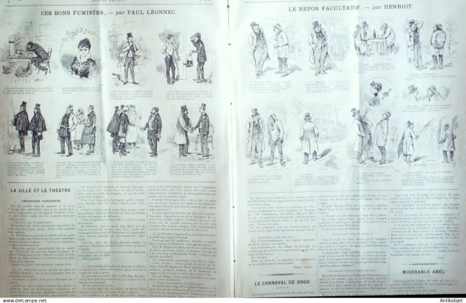 Le Journal Amusant 1891 n°1799 Repos facultatif l'explosion du cercle des mirlitons bons fumistes