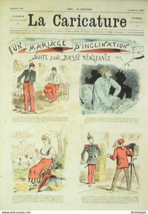 La Caricature 1883 n°158 Mariage d'inclination Basse vengeance Draner Casablanca Caran d'Ache