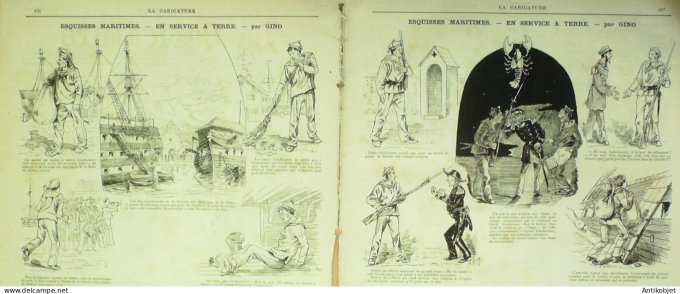 La Caricature 1883 n°158 Mariage d'inclination Basse vengeance Draner Casablanca Caran d'Ache