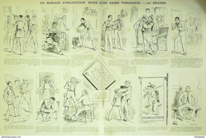 La Caricature 1883 n°158 Mariage d'inclination Basse vengeance Draner Casablanca Caran d'Ache