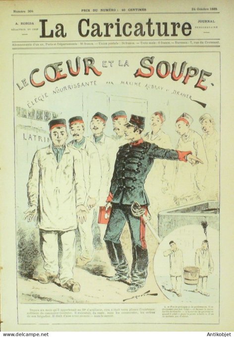 La Caricature 1885 n°304 Coeur de la soupe Aubray & Draner Robida Trock