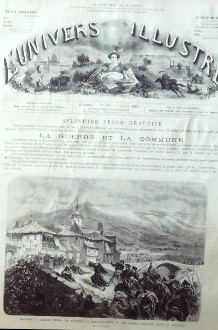 L'Univers illustré 1872 # 893 Rome catacombes istaélites Cambrai (59) Italie Vésuve volcan Islande