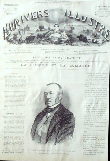 L'Univers illustré 1872 # 895 Italie Mont Cenis Doire Orléans (45) Lyon  Jérusalem Ségovie