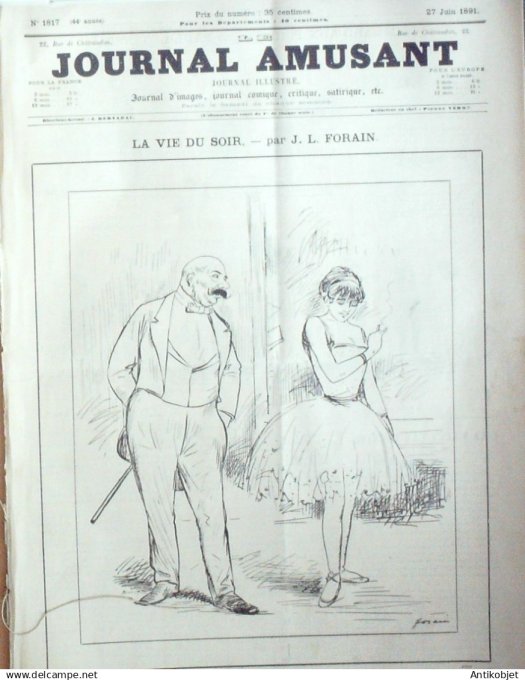 Le Journal Amusant 1891 n°1817 Crayonnades canard aux poids Olympe fantaisie mythologique