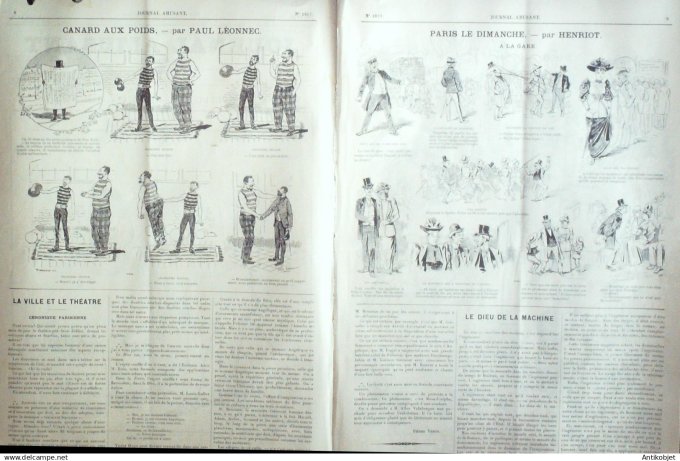 Le Journal Amusant 1891 n°1817 Crayonnades canard aux poids Olympe fantaisie mythologique