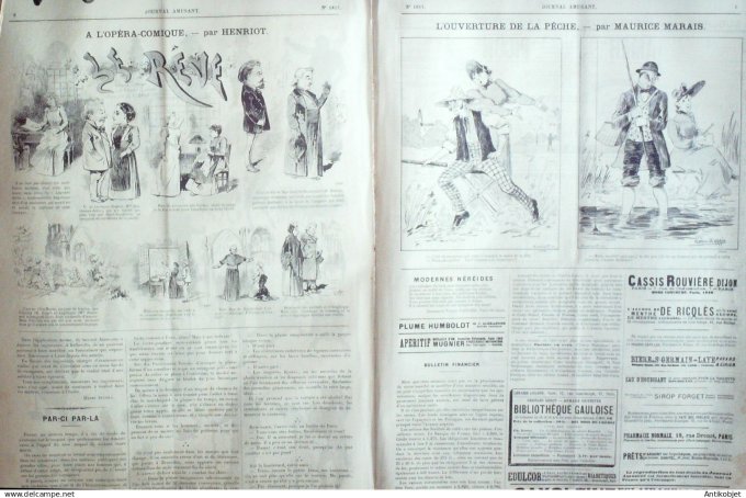 Le Journal Amusant 1891 n°1817 Crayonnades canard aux poids Olympe fantaisie mythologique