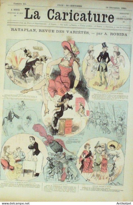 La Caricature 1880 n°  51 Rataplan revue des variétés Robida Trock Draner