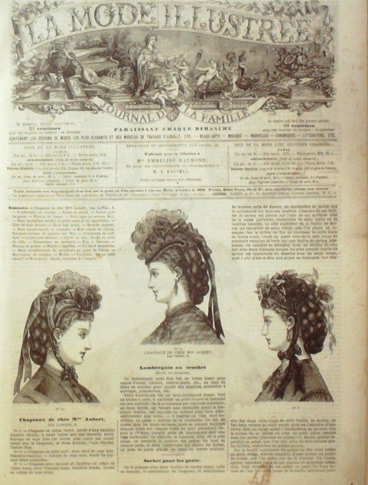 Journal Mode illustrée 1871 #  8 Chapeaux