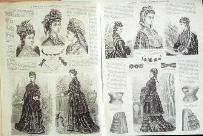 Journal Mode illustrée 1875 #  8 Robes en faye & sicilienne