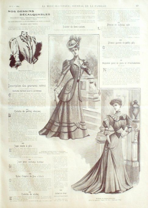 Journal Mode illustrée 1906 #  8 Robe en drap