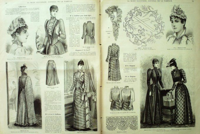 Journal Mode illustrée 1891 #  8 Robe en crépon de laine