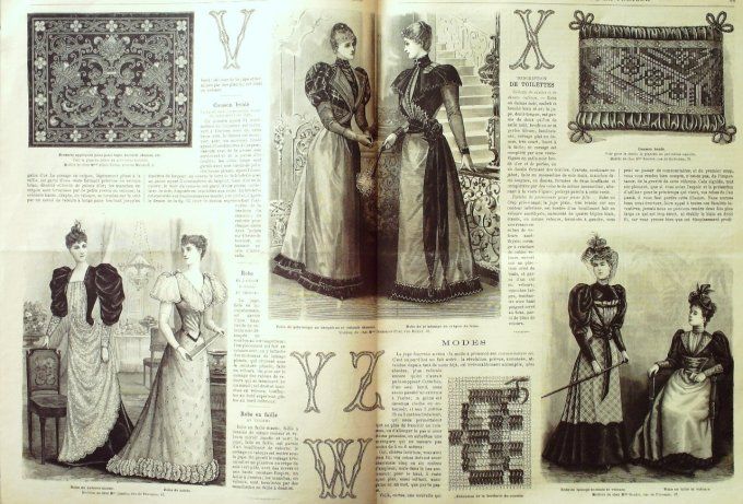 Journal Mode illustrée 1893 #  8 Robes de jeunes filles