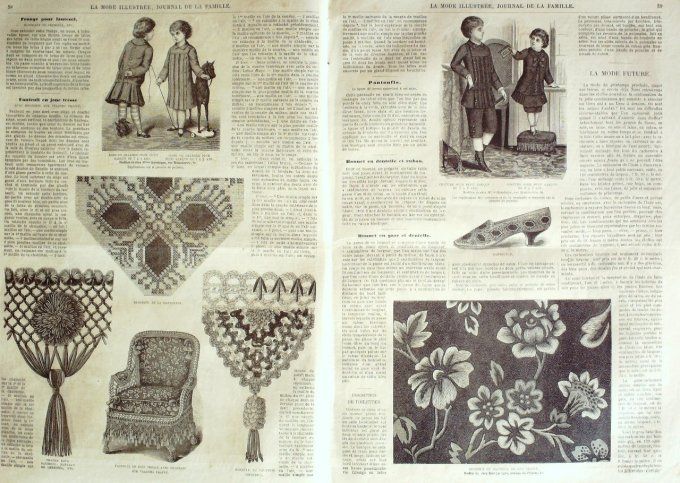 Journal Mode illustrée 1881 #  8 Robes en satin& tissu