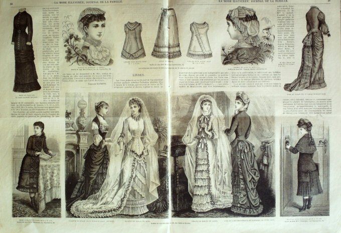 Journal Mode illustrée 1881 #  8 Robes en satin& tissu