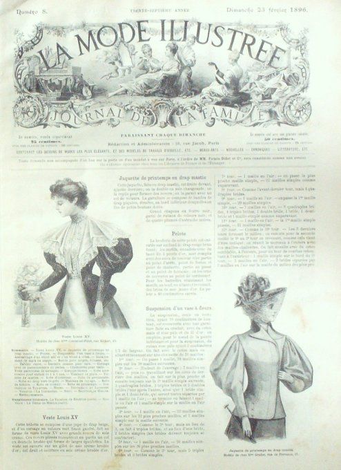 Journal Mode illustrée 1896 #  8 Veste Louis XV & Jaquette