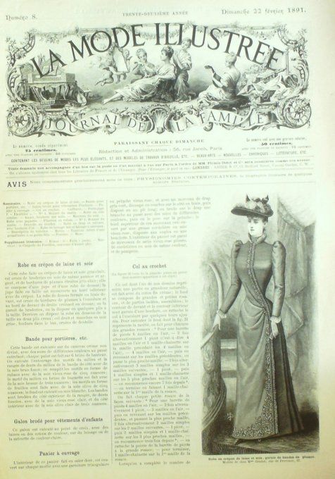 Journal Mode illustrée 1891 #  8 Robe en crépon de laine