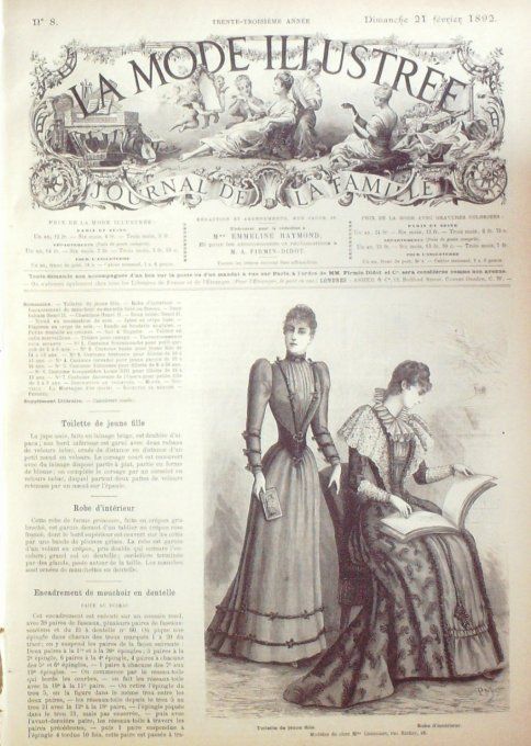 Journal Mode illustrée 1892 #  8 Toilette d'intérieur