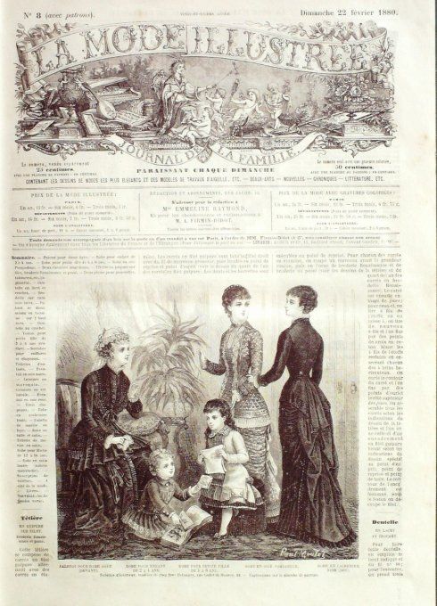 Journal Mode illustrée 1880 #  8 Paletot et robes jeunes filles