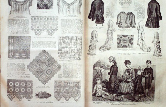 Journal Mode illustrée 1880 #  8 Paletot et robes jeunes filles