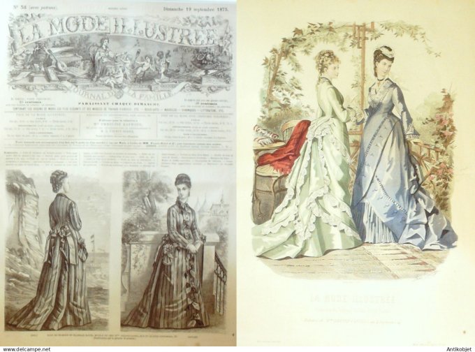 La Mode illustrée journal + gravure associée 1875 # 38