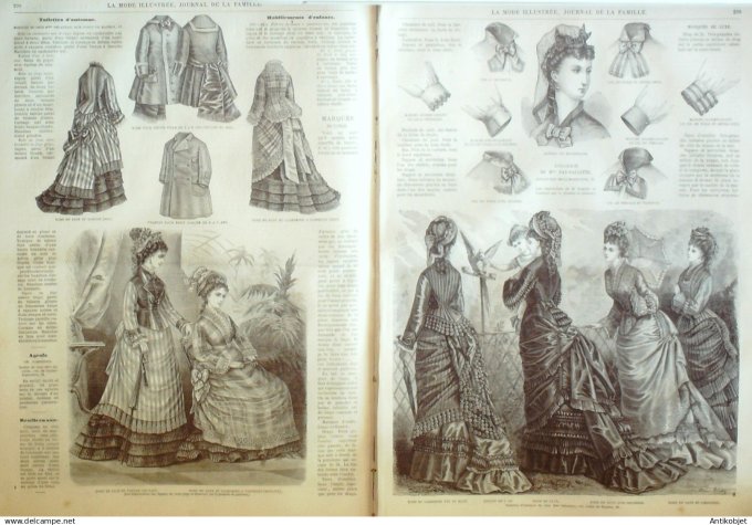 La Mode illustrée journal + gravure associée 1875 # 38