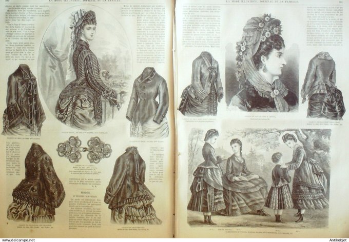 La Mode illustrée journal + gravure associée 1875 # 38