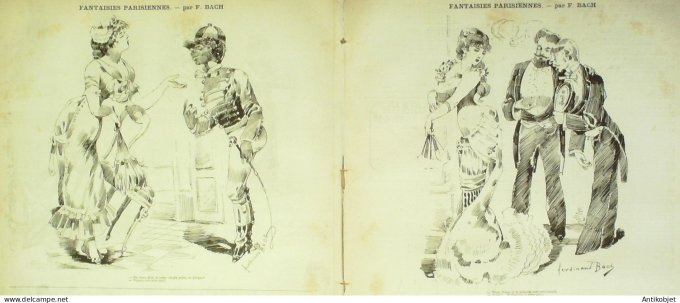 La Caricature 1881 n°  75 Intérieurs militaires Draner Barret Srarh Bernhardt Robida