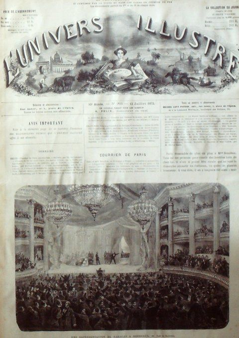 L'Univers illustré 1872 # 903 Ecosse Edimbourg Inde tribu Issoumise Bordeaux (33) Espagne Grenade  