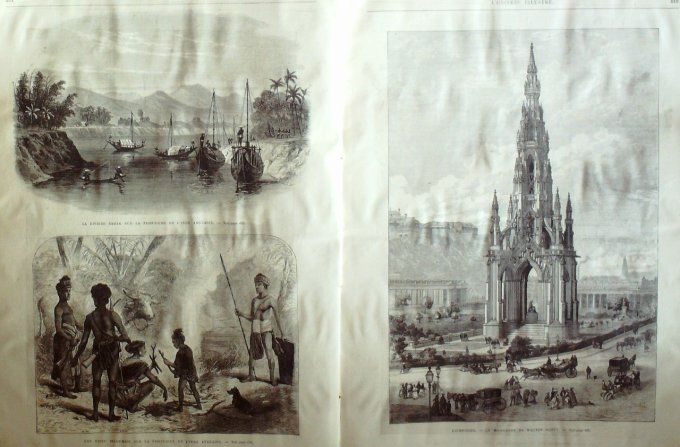 L'Univers illustré 1872 # 903 Ecosse Edimbourg Inde tribu Issoumise Bordeaux (33) Espagne Grenade  