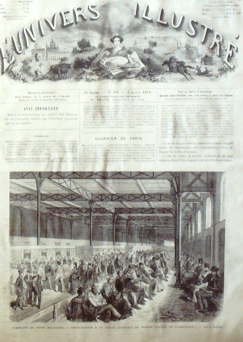 L'Univers illustré 1872 # 906 Madrid Dreux (28) Duc de Guise Italie Pompéi Inde Bombay 