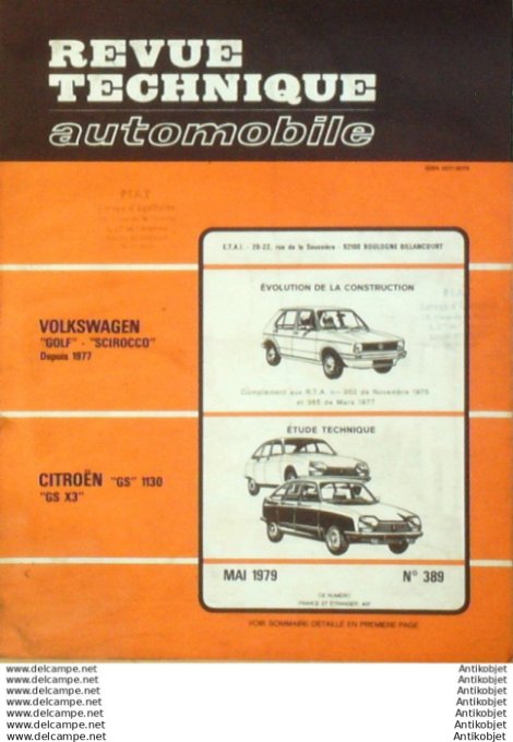 Revue Technique Automobile Volkswagen Golf Scirocco 1977 Citroën Gs 1130 Gs  #389