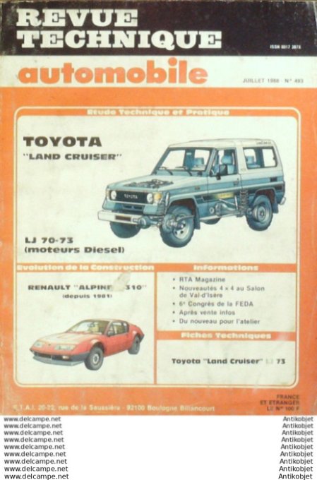 Revue Technique Automobile Toyota Land Cruiser Renault Alpine 310  #493