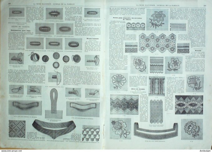 La Mode illustrée journal + gravure associée 1868 # 38