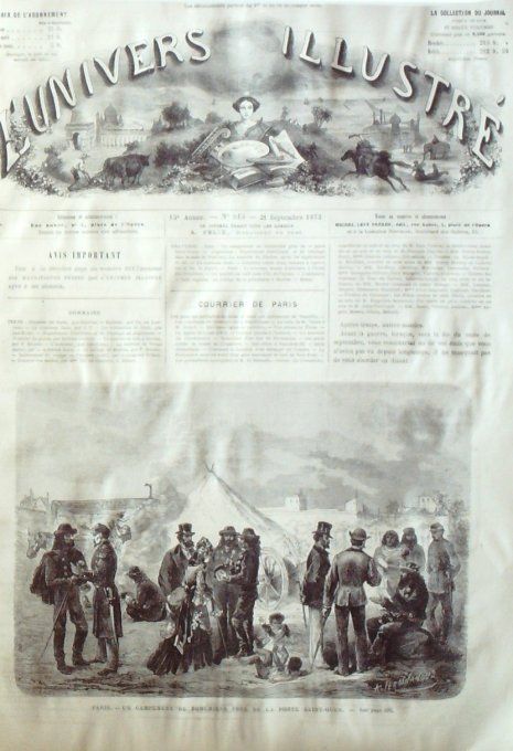 L'Univers illustré 1872 # 913 St-Ouen (92) Bohémiens Suisse Zurich île Ceylan marché du café Inde Ma