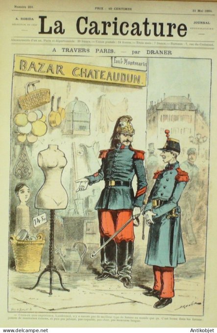 La Caricature 1884 n°231 A travers Paris Draner Velle saison Trock Sorel