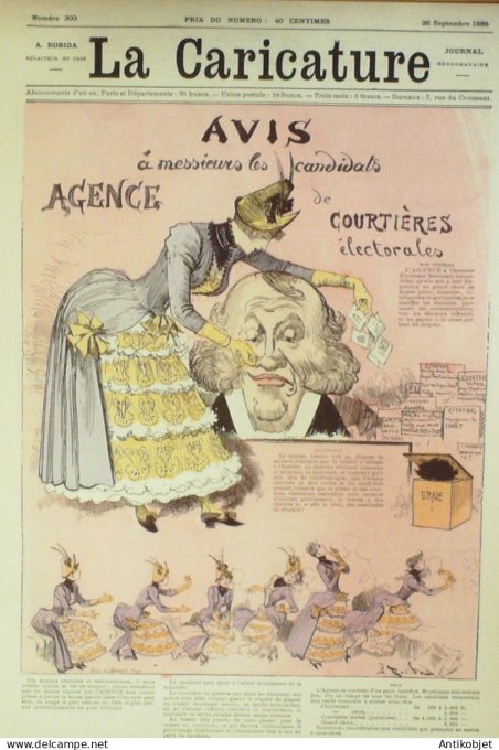 La Caricature 1885 n°300 Agence De Courtières, électorales Robida Corbineau Job Trock