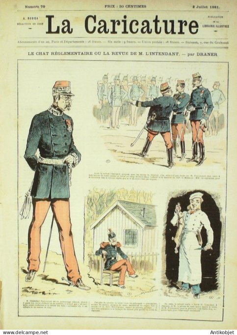 La Caricature 1881 n°  79 Chat réglementaire Draner Fêtes de charité Bach Loys