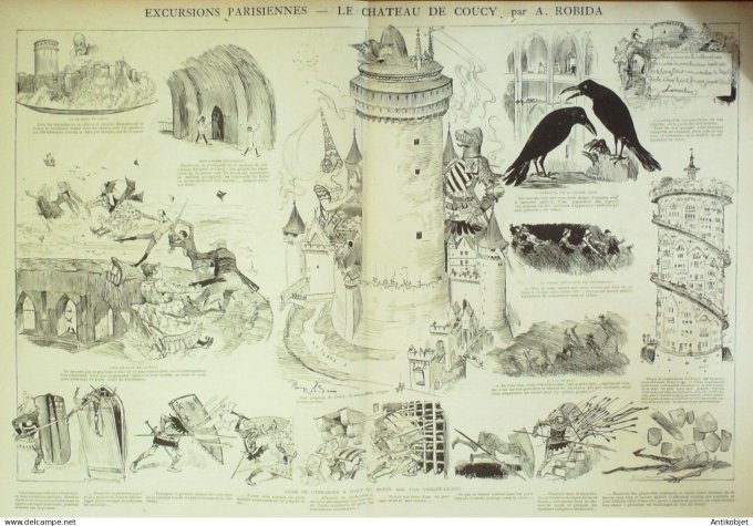 La Caricature 1885 n°295 Château de Coucy Robida Berret vengeance faria