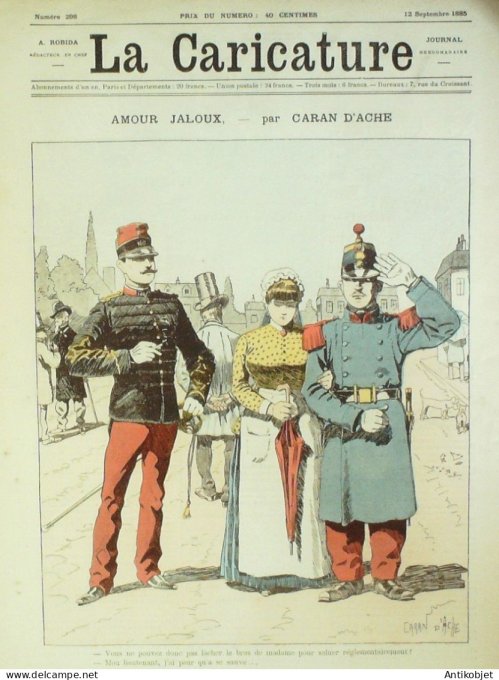 La Caricature 1885 n°298 Amour jaloux Caran d'Ache Gino Job De Galifet paar Luque Caran d'Ache